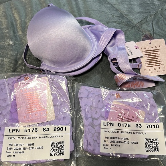 Savage X Fenty Intimates Sleepwear Savage X Fenty Bra Set With Bikini Panty Thong Poshmark